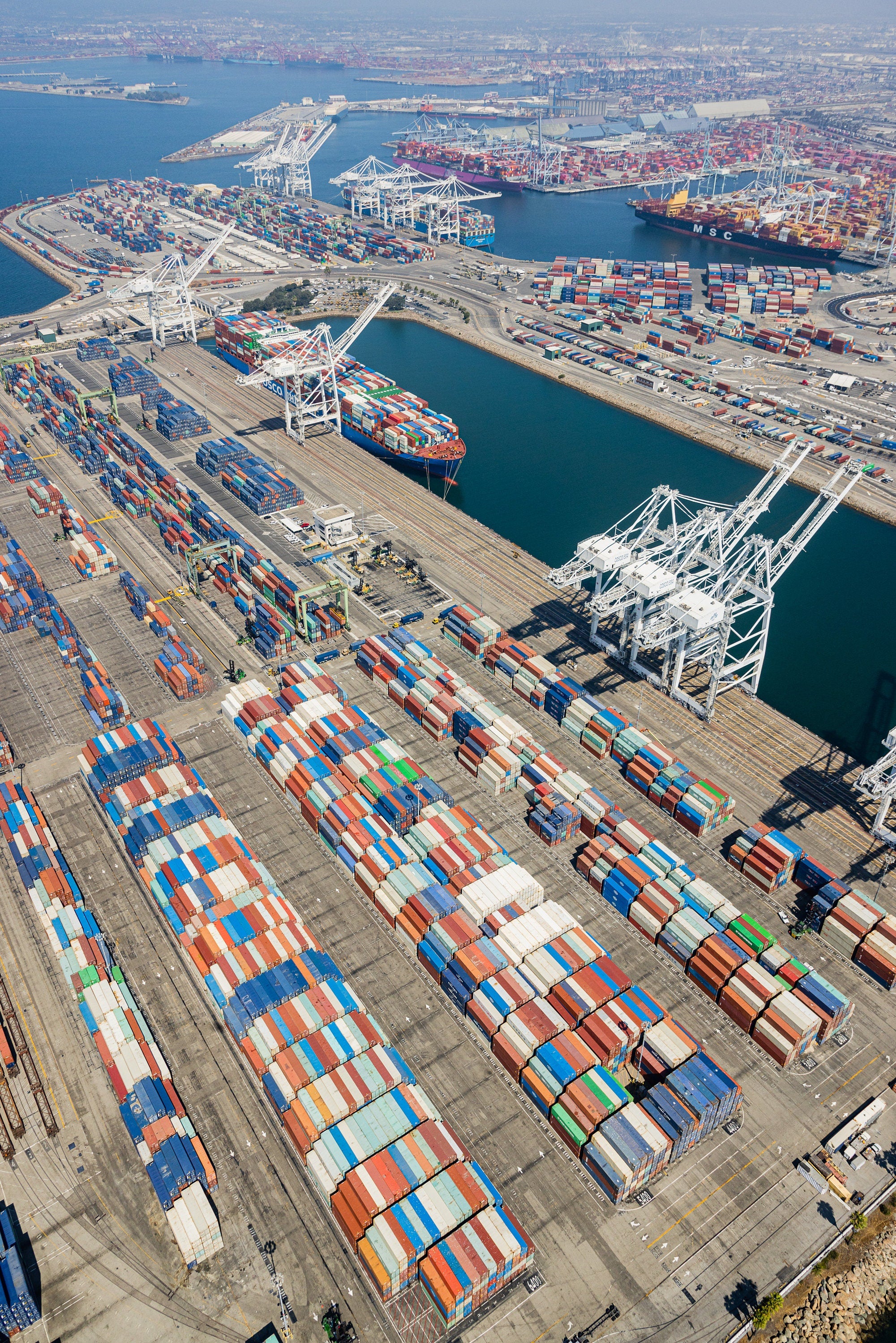 Port of Long Beach - California Aerial Photography by Toby Harriman - 005 (Metal & Bamboo Prints)