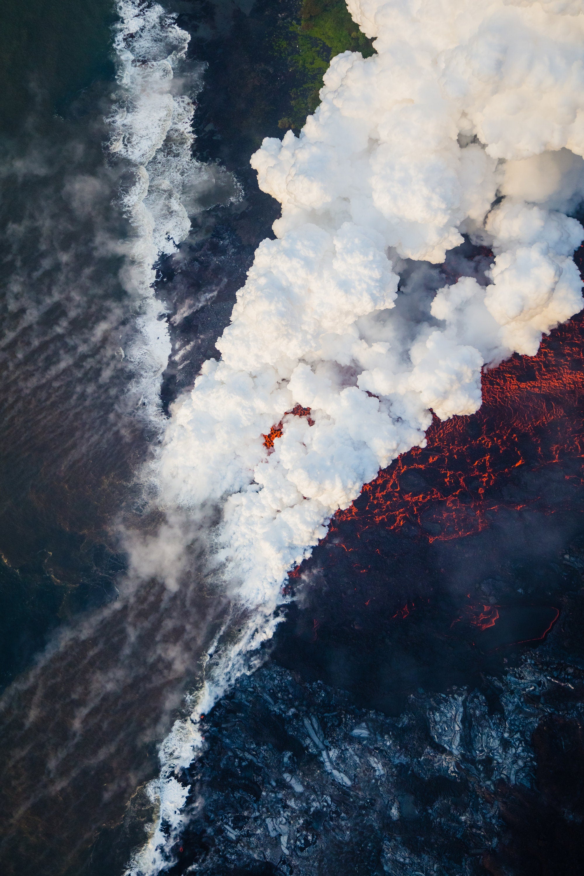 Kilauea Volcano Lava Ocean Entry Laze - Hawaii Aerial Photography (Metal & Bamboo Prints)