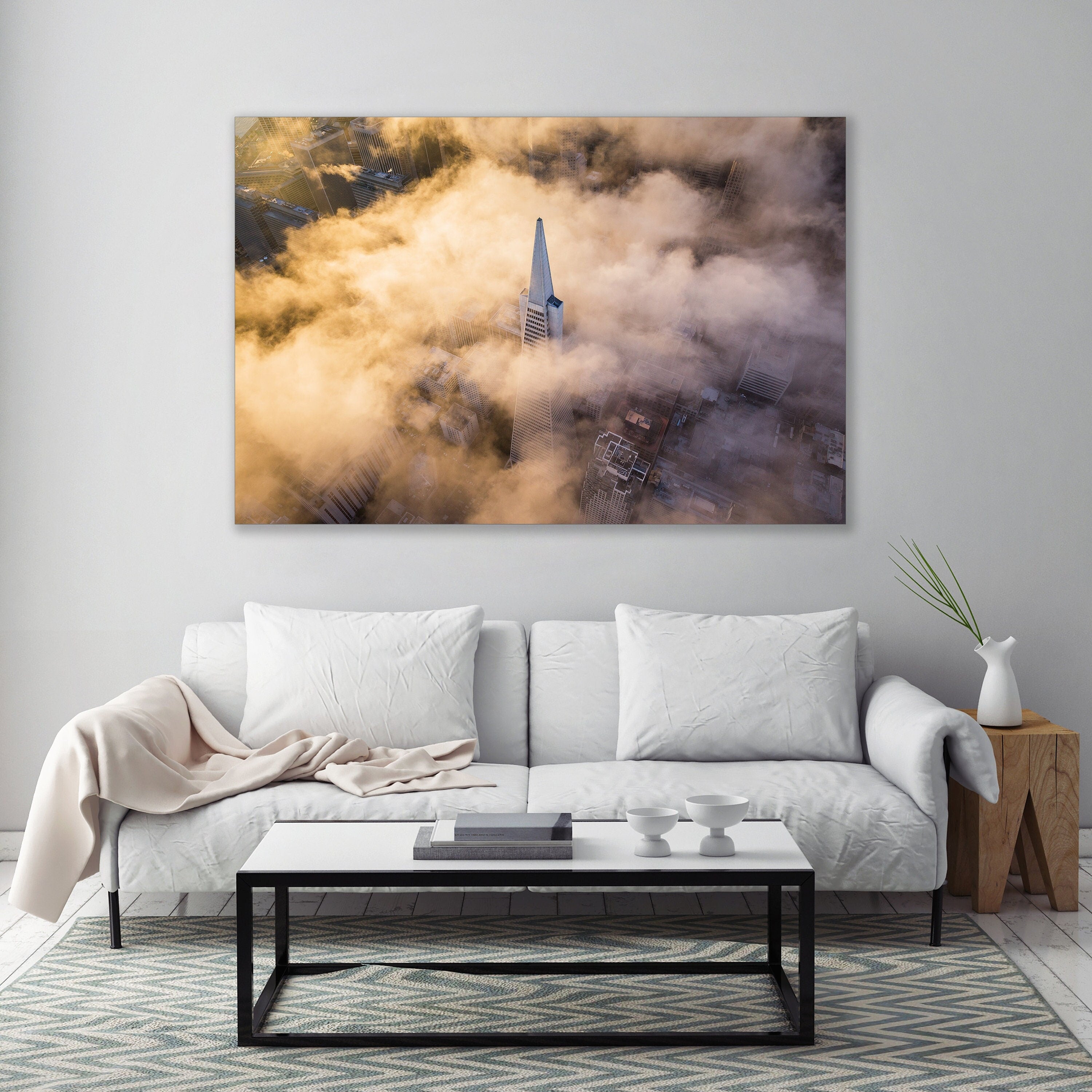 Transamerican Dreams - Foggy Sunrise - San Francisco Fine Art Aerial Photography (Metal & Bamboo Print)