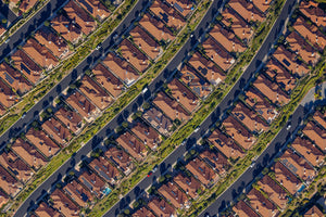 a bird's eye view of a row of houses