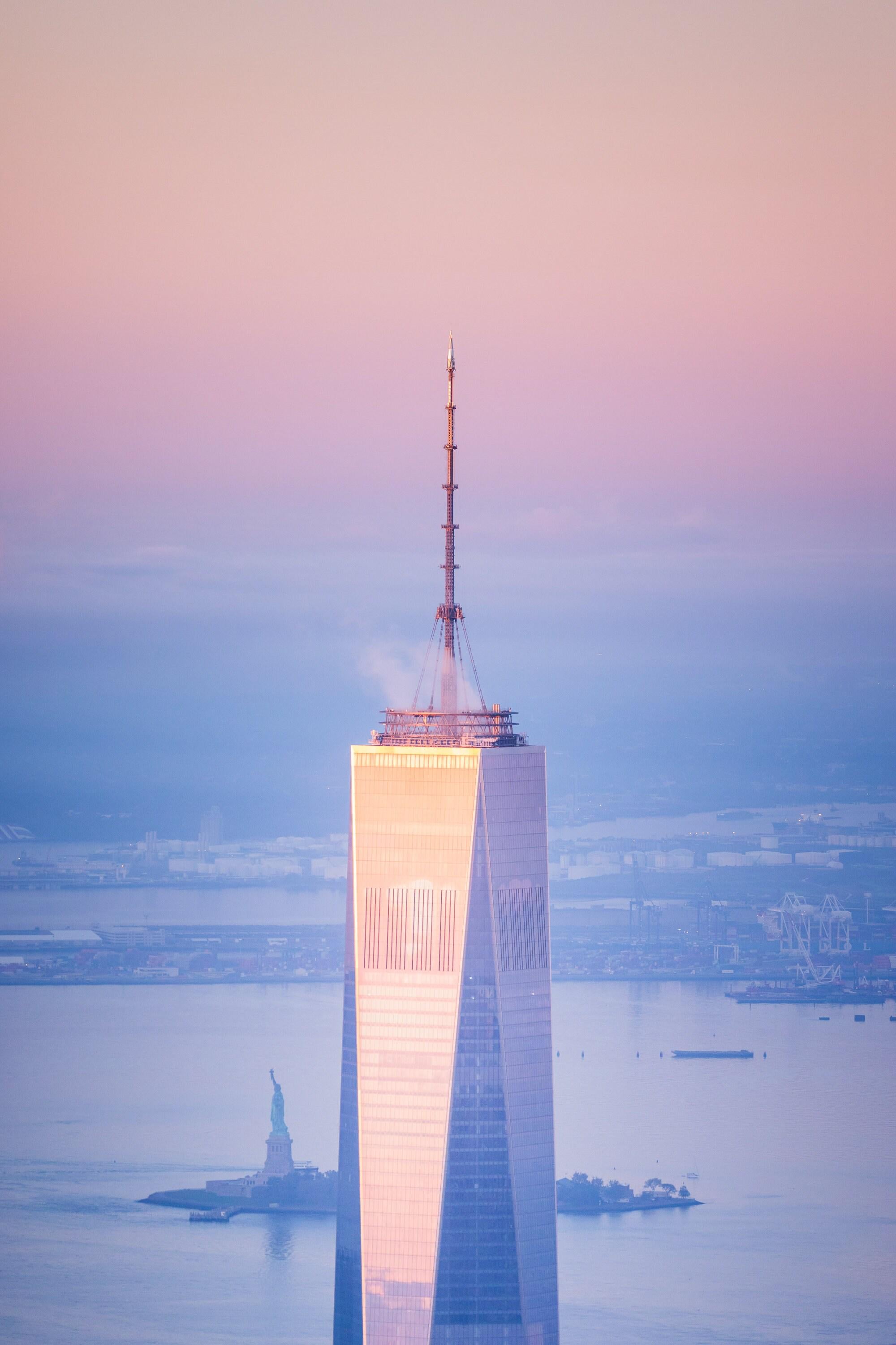 Freedom Tower and Statue of Liberty - New York Fine Art Aerial Photography (Metal & Bamboo Prints)