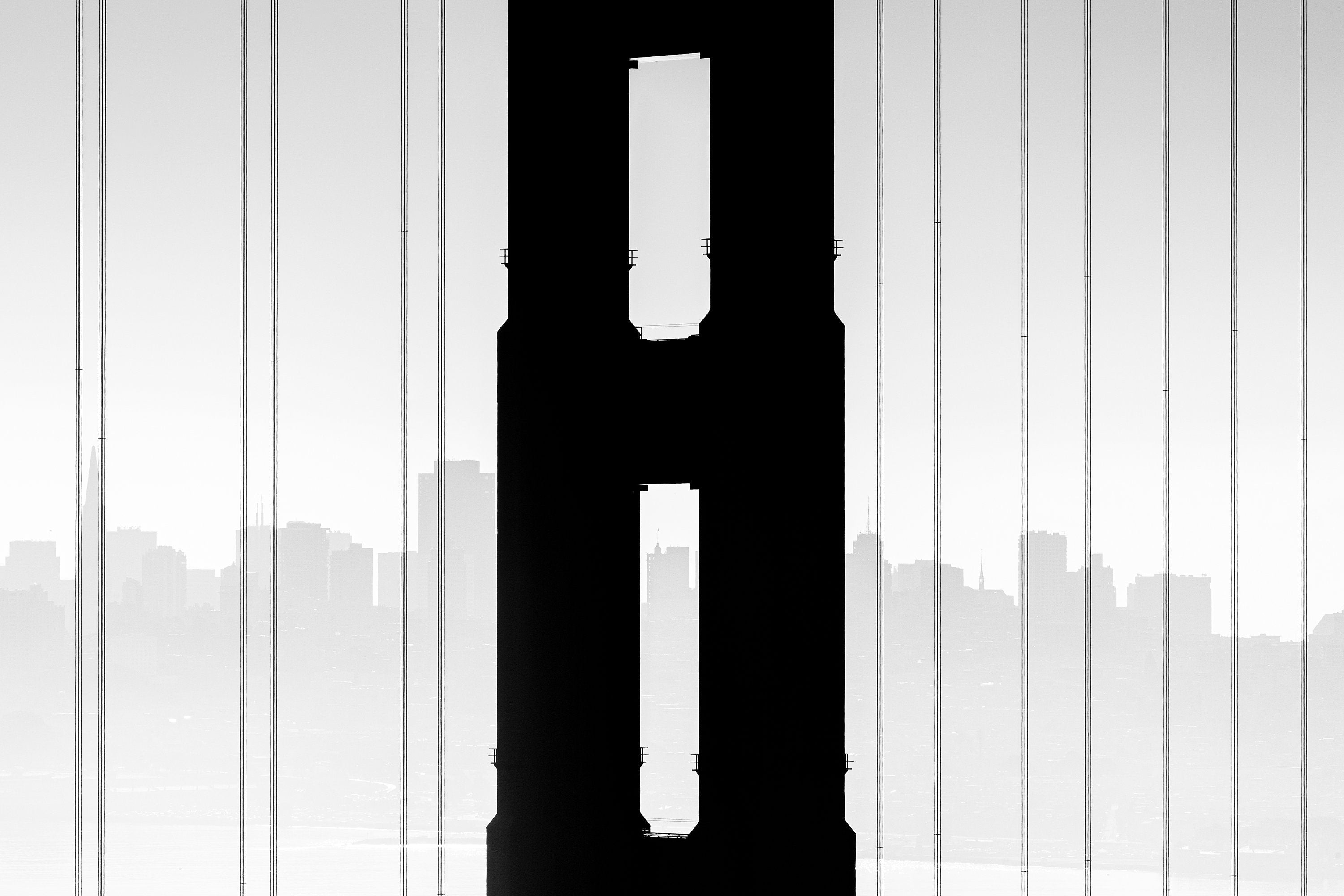 Distant Silhouette - San Francisco Black and White Fine Art Photography (Metal & Bamboo Print)