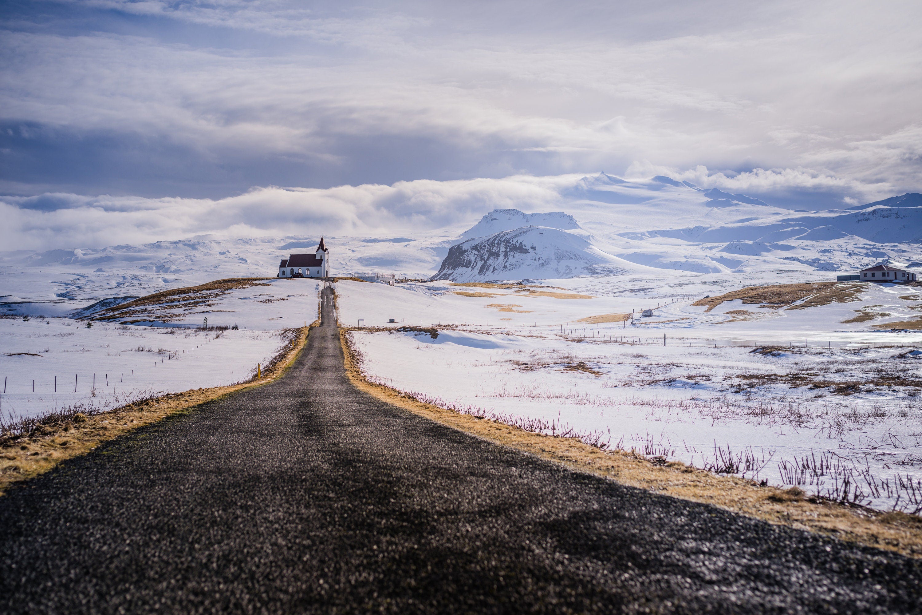 Ingialdshólskirkja Church Snowy Iceland Winter - Fine Art Photography (Metal & Bamboo Prints)