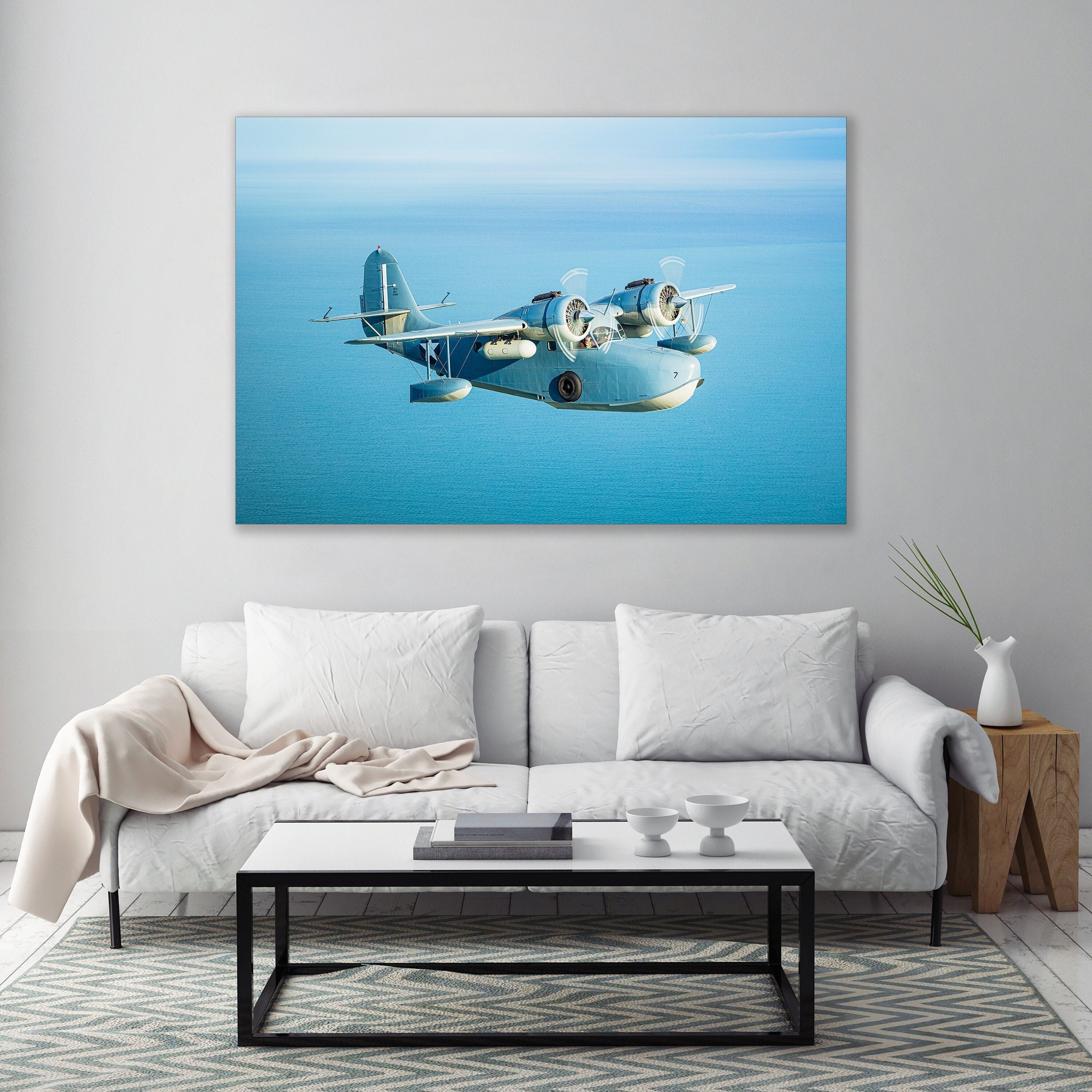 JRF-5 Grumman Goose in Air over Alaska - Fine Art Aerial Photography (Metal & Bamboo Prints)